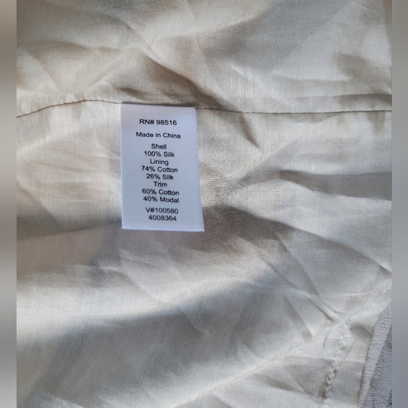 Coldwater Creek Silk Border Print Cardigan Jacket Beige NWT M - Picture 6 of 10